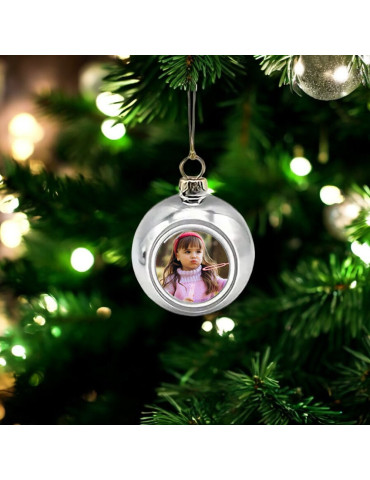 6cm Photo Christmas Bauble – Shine Bright in Silver!