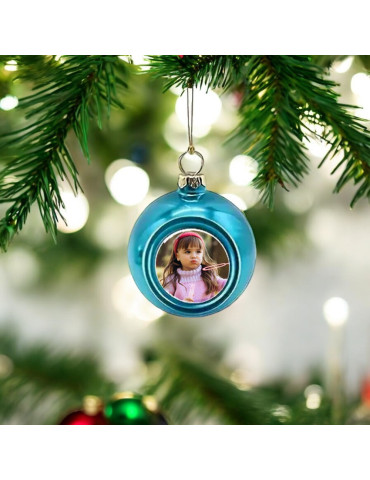 6cm Photo Christmas Bauble – A Touch of Blue Magic!