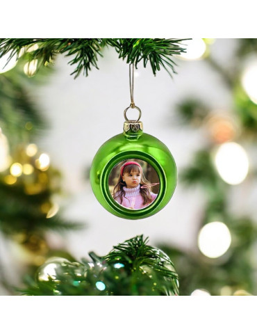 6cm Photo Christmas Bauble – Capture the Spirit in Green!