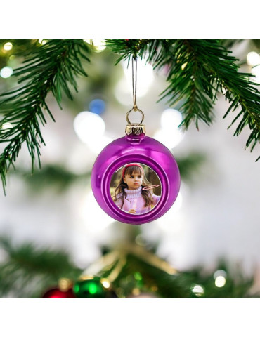 6cm Photo Christmas Bauble – Radiant in Purple!