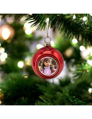 6cm Photo Christmas Bauble – Festive in Red!